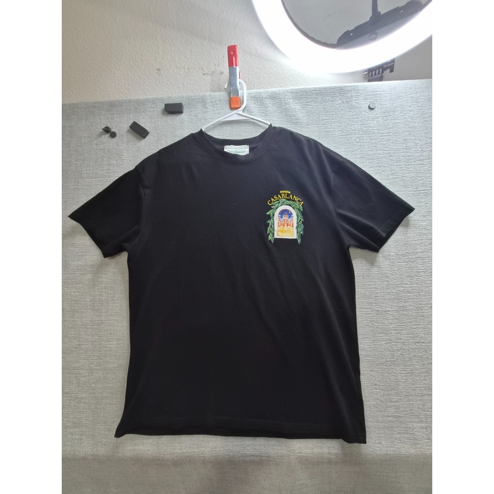 Casablanca Avenida T Shirt Mens XL Black Cotton Graphic Performance Relaxed Fit